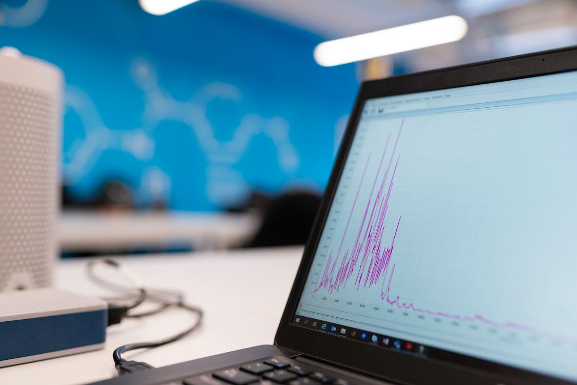 Analytics graph on laptop screen